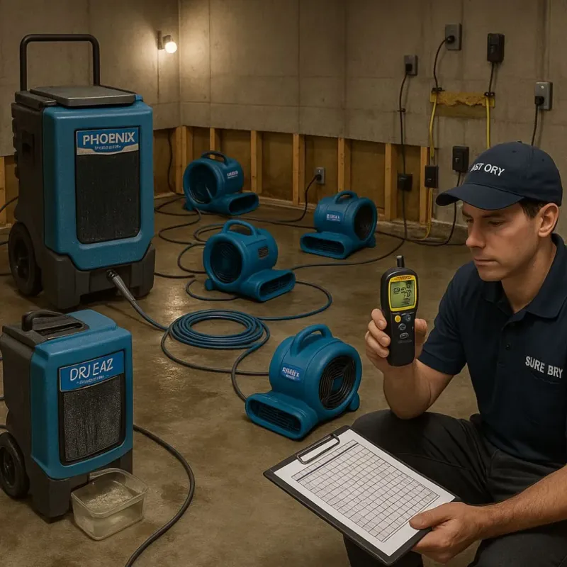Structural Drying and Dehumidification process in East Norwich, NY